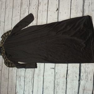 Tom Bezuda Barad & Co Vintage Black Gold Half Zip House Dress Dressing Gown L